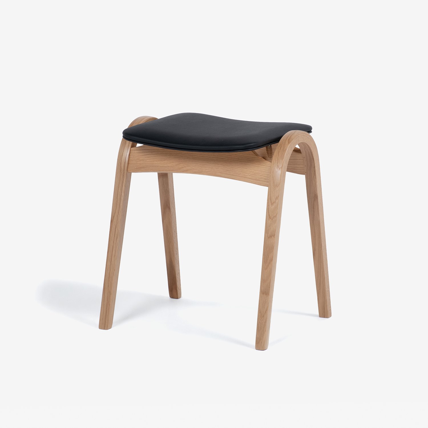 秋田木工 スツール「No.202」ナラ材WOホワイトオーク色 張地#PVCBK