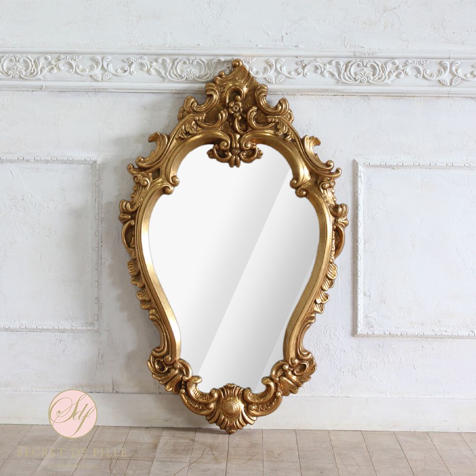 ウォール ミラー アンティーク 鏡 壁掛け ロココ 姫系 フレンチ