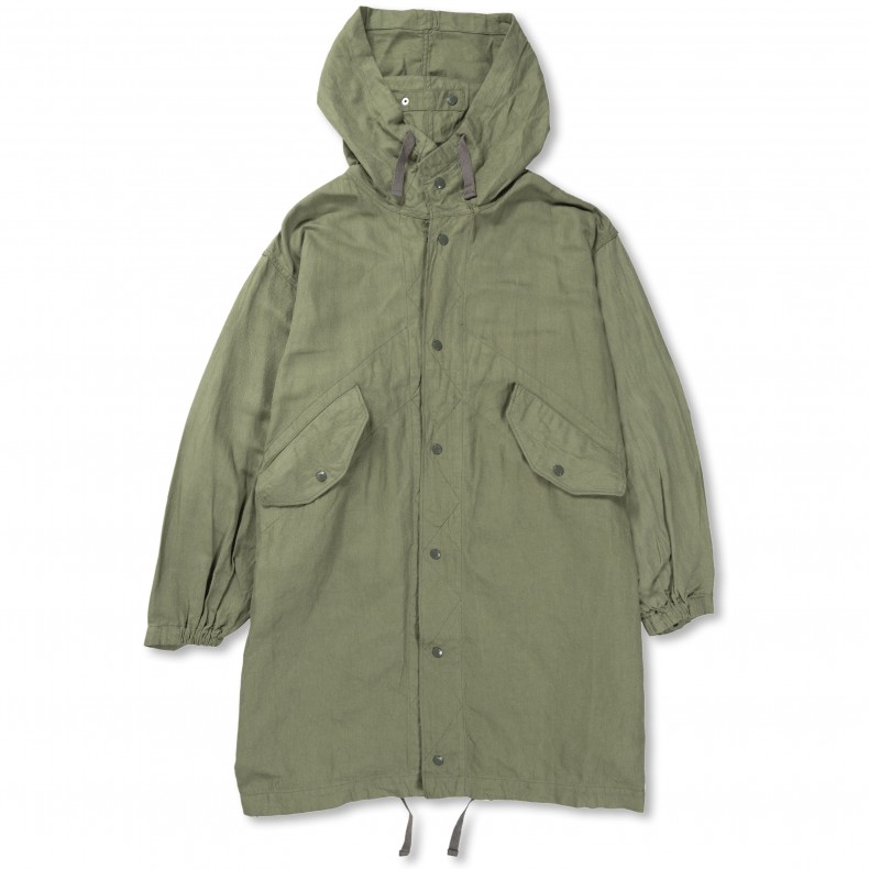 Engineered Garments Highland Parka (Olive Cotton Hemp Satin
