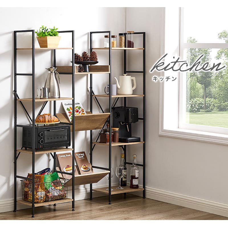 オープンラック 大型 木製×スチール 本棚 ラック おしゃれ ぼん家具