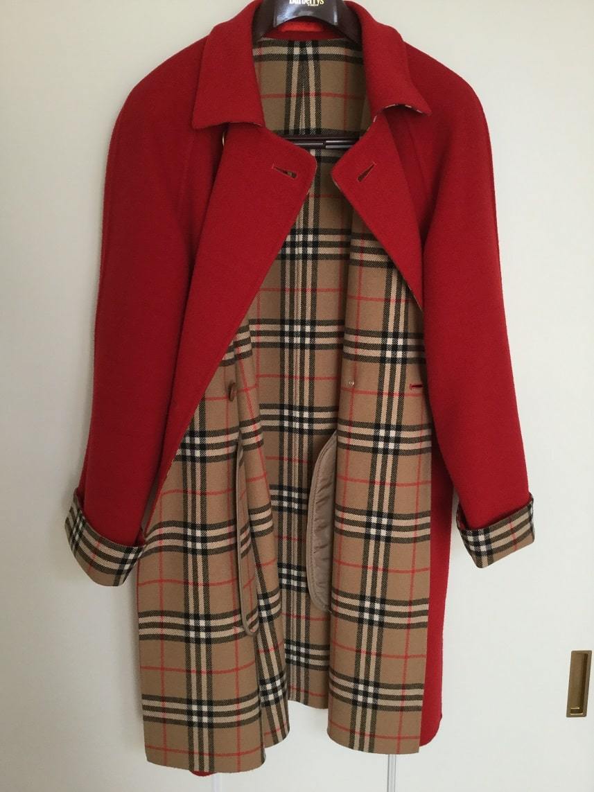 バーバリー コート 7号 ウール ダブルフェイス レディース 裏チェック
