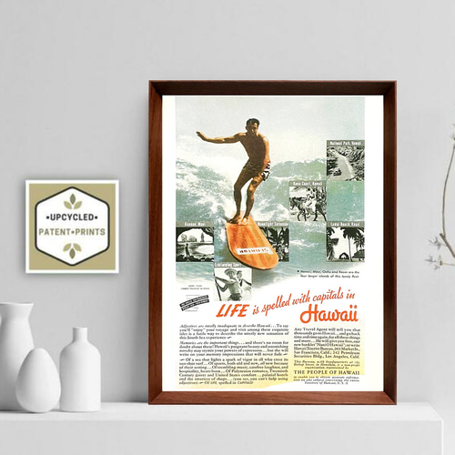 ハワイ サーフィン 1950年代 アメリカ ヴィンテージ 広告 額付