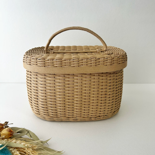 蓋付きかご（クラフト）蓋付きバスケット 蓋付き収納かご シンプルかご