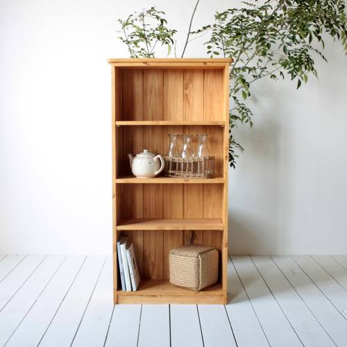 №12 総無垢ナチュラルテイストのシンプル本棚・ディスプレイラック