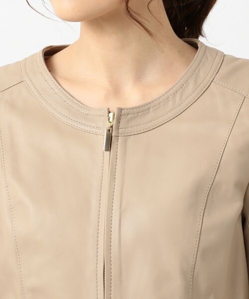 セール】 【本革】ソフトラムレザー ノーカラージャケット （ノー