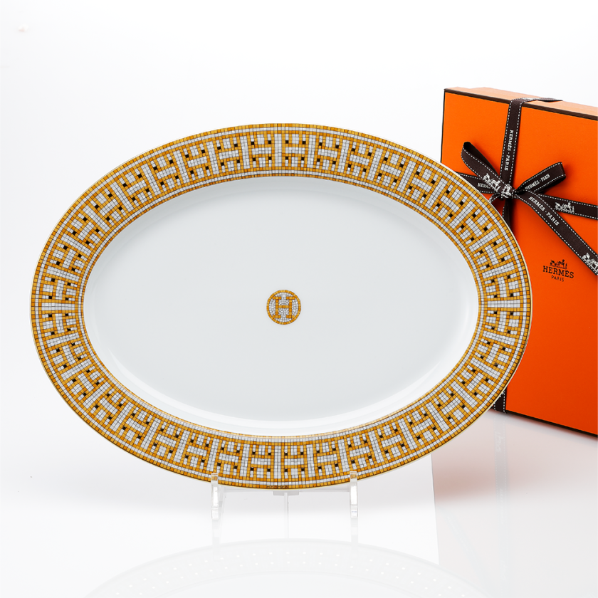HERMES エルメス モザイク ヴァンキャトル オーバルプレート 37cm