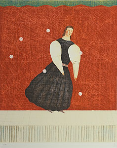 有元利夫「遊戯の部屋」版画37.5×31cm