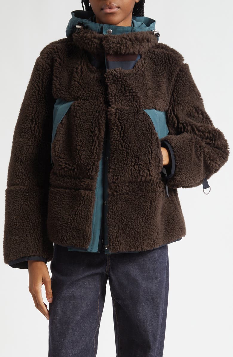Sacai Mixed Media Faux Shearling Jacket | Nordstrom