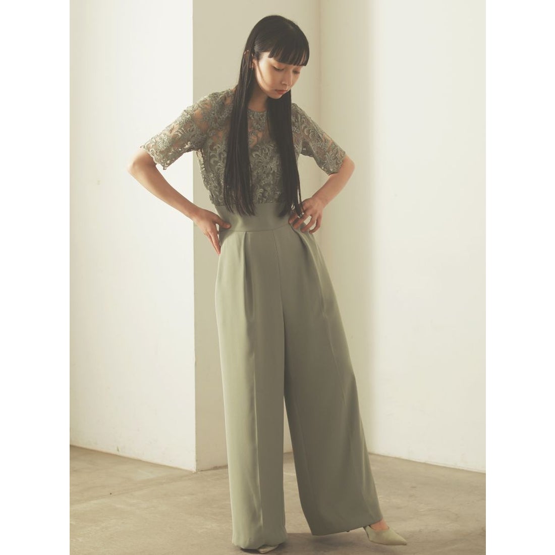 LAGUNAMOON LADY オーバーレースワイドパンツドレス（ブルー