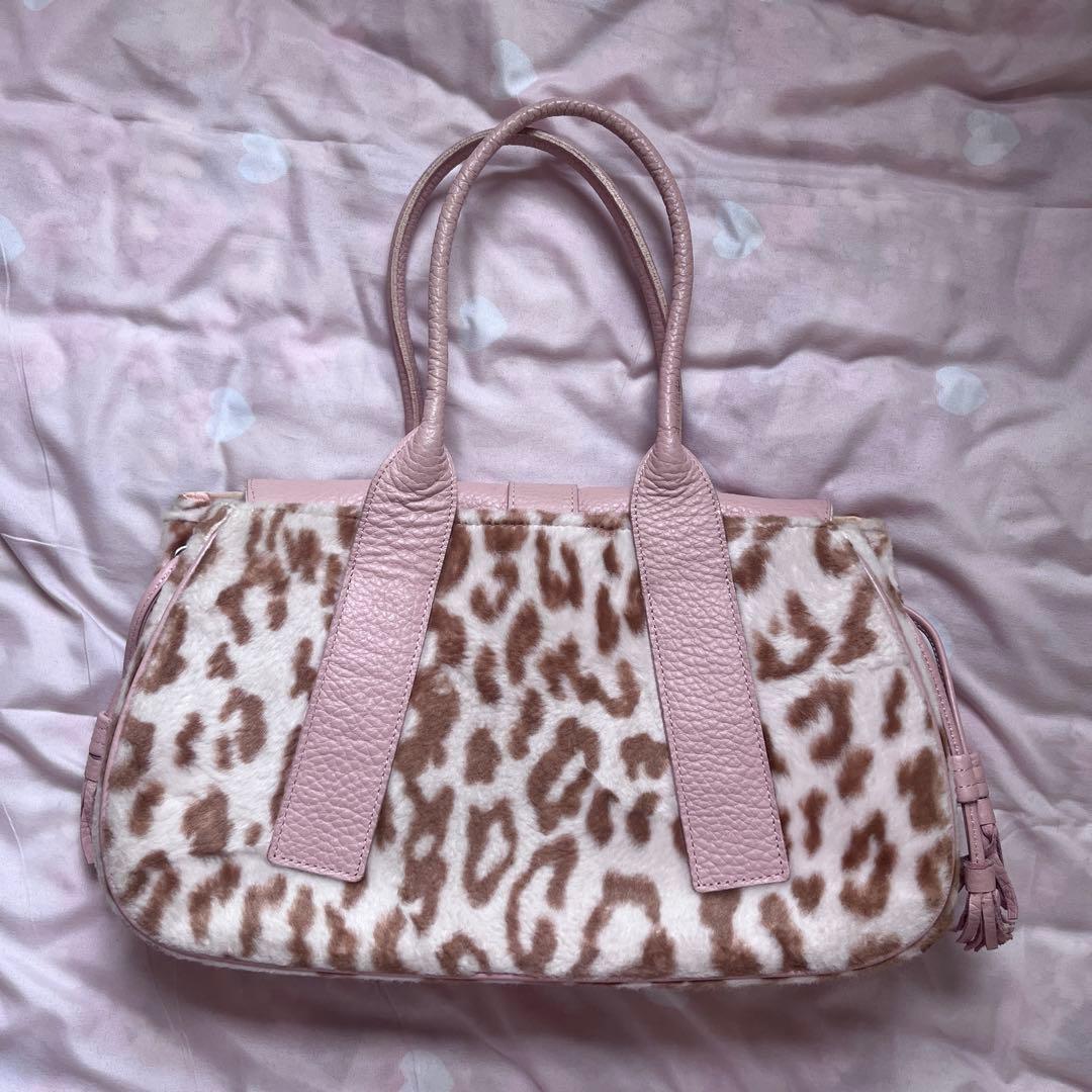 当時物 ピンクヒョウ柄ファー 姫ギャル平成y2kグランジラインストーン