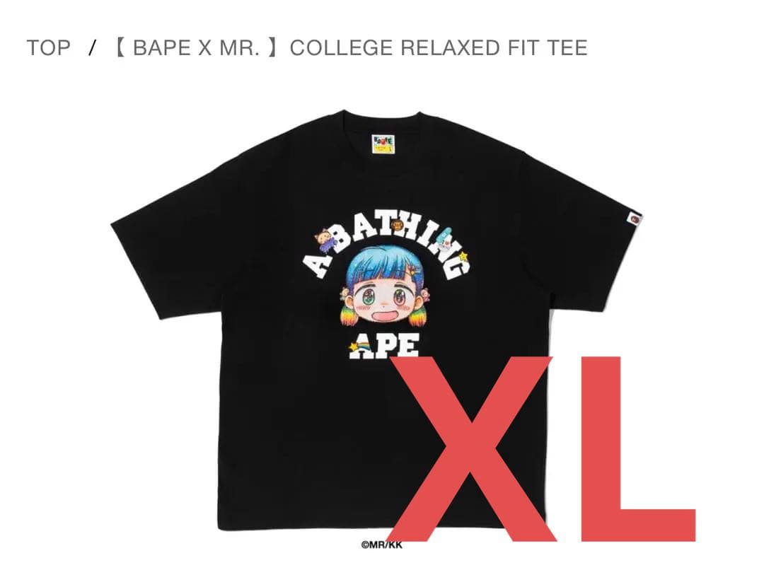 トップス BAPE X MR. COLLEGE RELAXED FIT TEE XL BAPE X MR. 】COLLEGE RELAXED FIT TEE | bape.com