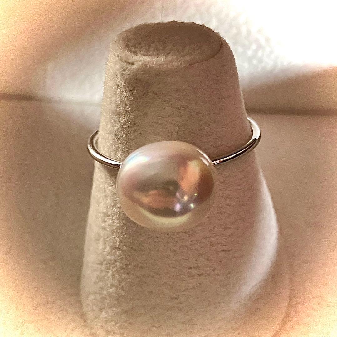 k18WG 白蝶芥子　リング K18YG 南洋白蝶ケシ真珠リング ゴールド～ホワイト（KR70112