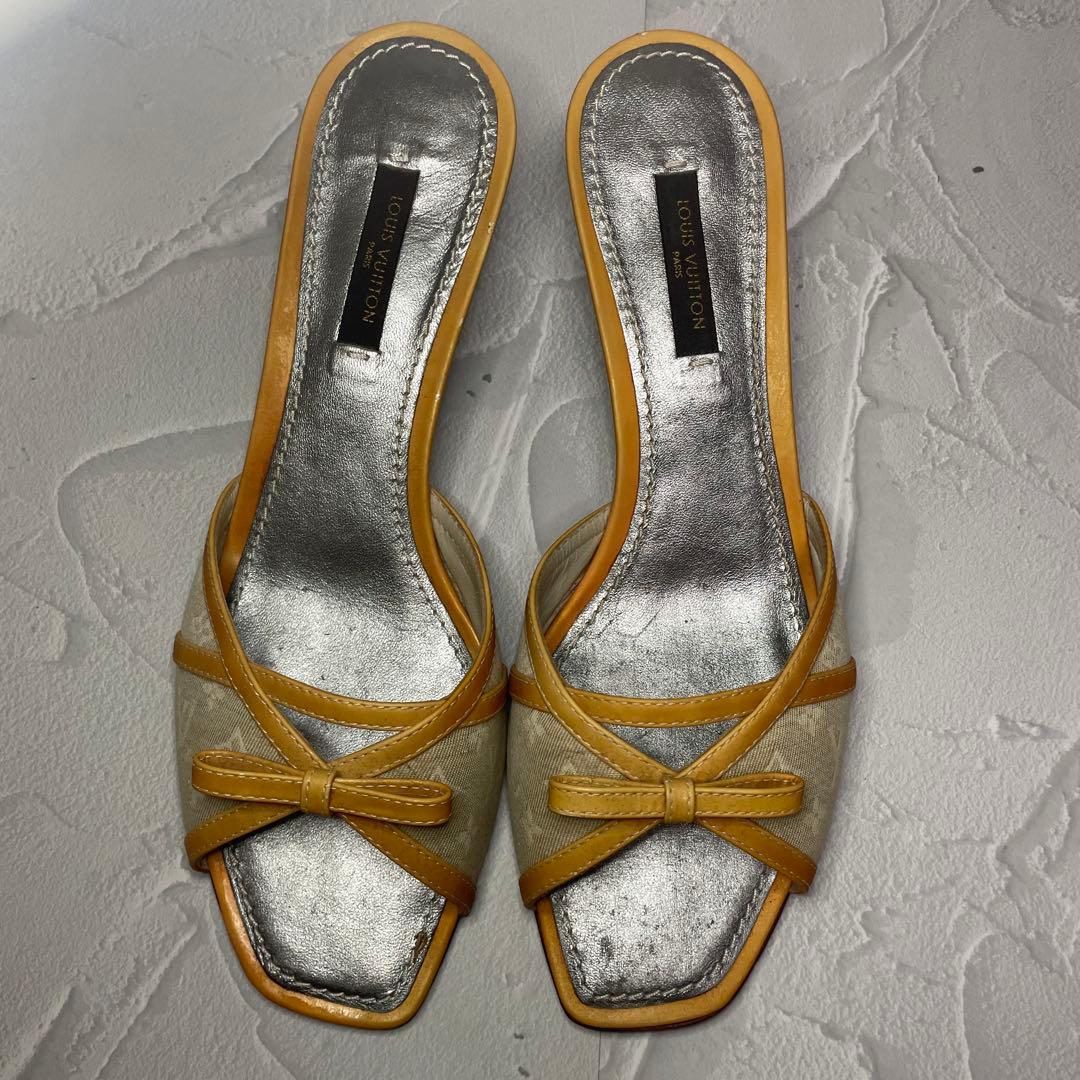 LOUIS VUITTON ミュール シルバー/ベージュ シルバー（銀色）系 22.5cm Louis Vuitton(ルイヴィトン) レイン