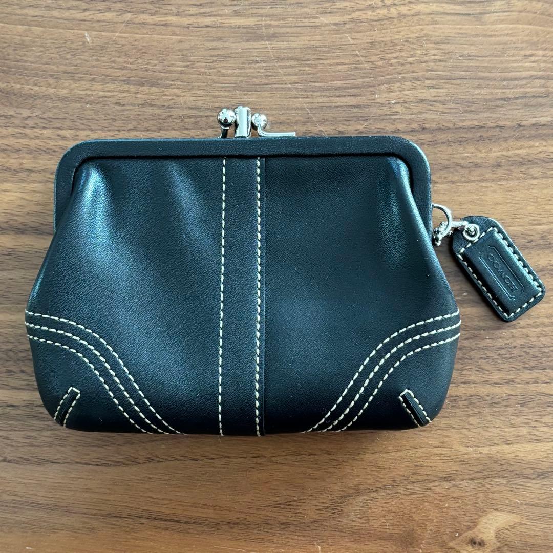 COACH　コーチ　がま口　ケース　革　黒 COACH - コーチ がま口コインケース ポーチの通販 by ぷー's shop