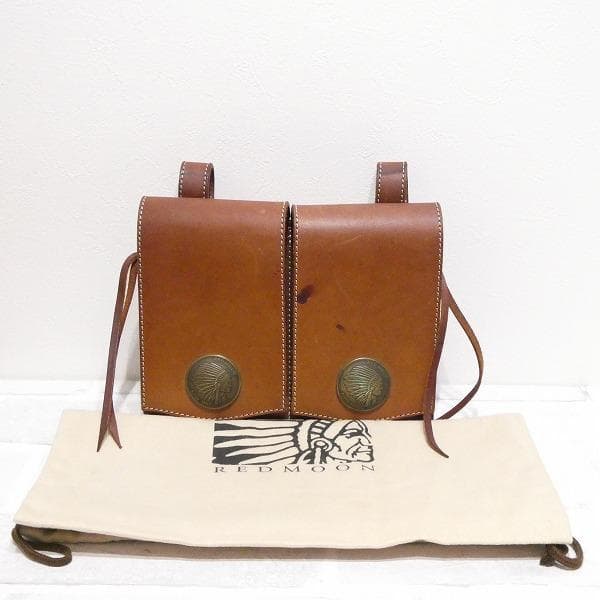 RED MOON レッドムーン 2連 メディスンバック 本革 レザー ブラウン RED MOON レッドムーン 2連 メディスンバック 本革 レザー ブラウン